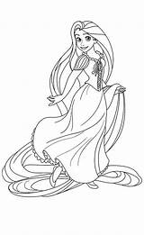 Rapunzel Coloring Princess Pages Disney Kids Tangled Print Lovely Color Girls Drawings Figure Blonde Cartoon Hair Frozen sketch template