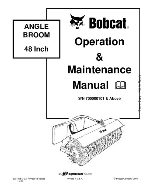 bobcat angle broom  om   operation  maintenance manual   service