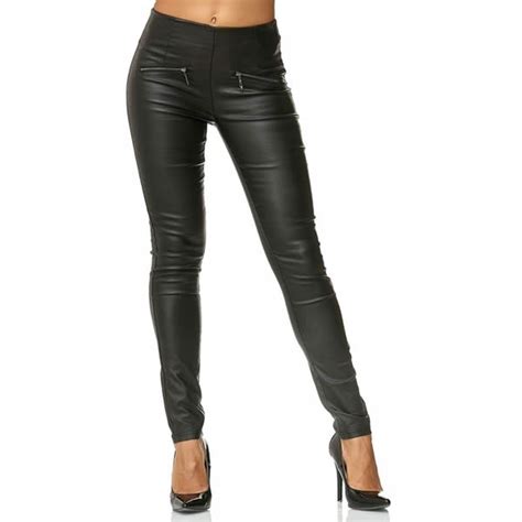 zogaa women s leather pants high waist skinny pencil pants black pu
