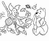 Coloring Fall Pages Kids Disney Pooh Piglet Preschoolers Benefit Season sketch template