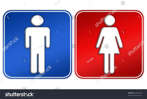 male female restroom sign over white stock illustration 36963079