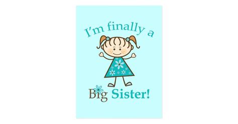 I M Finally A Big Sister Stick Figure Girl Postcard