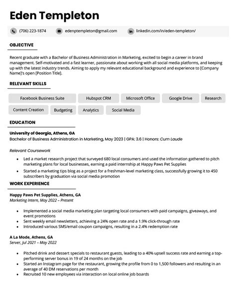 writing  undergraduate resume  examples