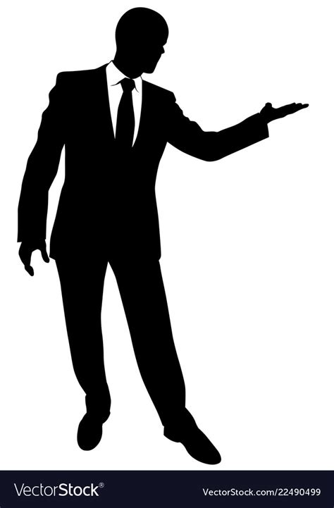 Silhouette Of A Business Man In A Suit Standing Vector Image