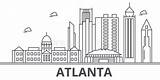 Atlanta Skyline Cityscape Linear Sights Paesaggio Riferimento Orizzonte Punti Lineare sketch template