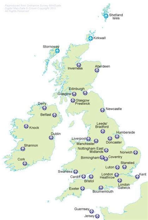 map  united kingdom uk airports airports location
