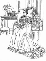 Coloring Pages Adult Victorian Women Woman Sheets Books Complex Colouring Fashion sketch template