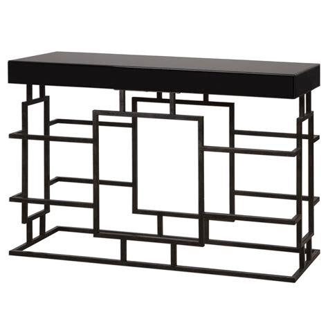 Andy Stylish Black Console Table In Geometric Iron Frame