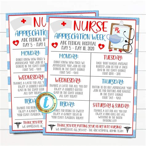 nurse appreciation week itinerary   healthcare workers event