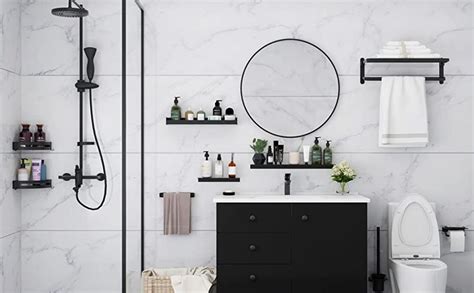 shower shelf bathroom shelves brackets wall mounted aluminum small bathroom storage black