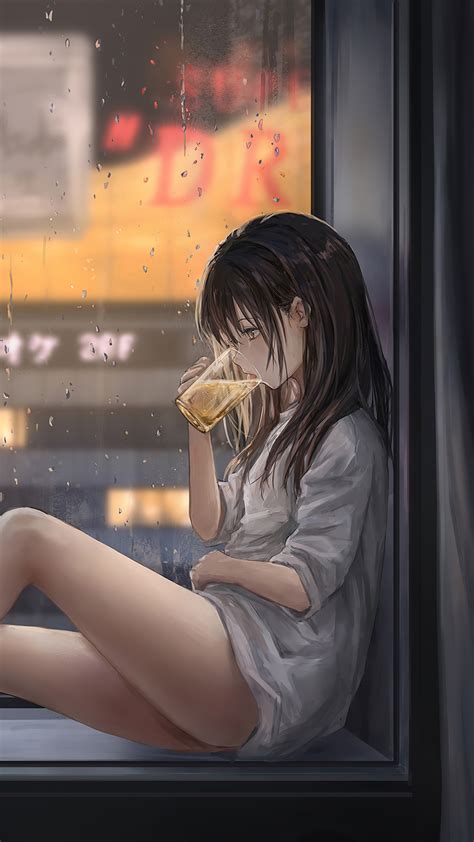 anime raining wallpaper hd 1080x1920 anime girl cat raining 4k iphone 7