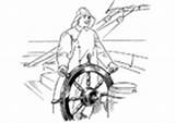 Marinero Dibujo Marinaio Malvorlage Steuerrad Schiffer Timone Rettungsboot Liberty Timón sketch template