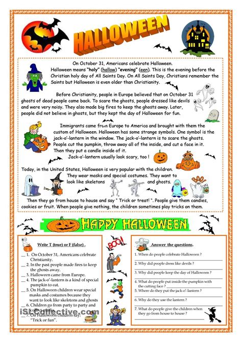 reading comprehension halloween worksheets dorothy james reading