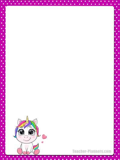 cute unicorn stationery  printable unlined paper timesaver cute