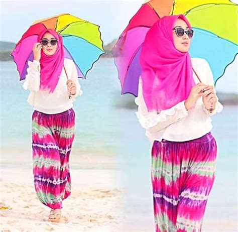 padu padan hijab  gaya liburan  stylish  nyaman