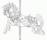 Coloring Horse Carousel Pages Print Realistic Popular sketch template