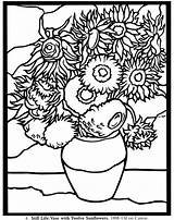 Van Gogh Sunflowers Coloring Vase Pages Doverpublications Twelve Printable Stained Glass Gough Fun Tie Dr Perfect Who sketch template