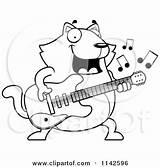 Cartoon Guitarist Chubby Cat Coloring Clipart Cory Thoman Outlined Vector Protected Collc0121 Royalty sketch template
