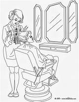 Peluquera Hairdresser Friseur Cabeleireiro Coiffeuse Cortando Cabelo Peluqueria Cabeleireira Melena Hellokids Colorier sketch template