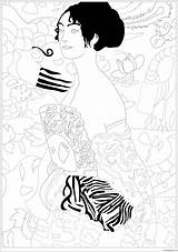 Klimt Gustav Coloring Fan Lady Pages Jim Kids Color Inspired Justcolor Children Piece Master Few Details Book Online Adults Masterpieces sketch template