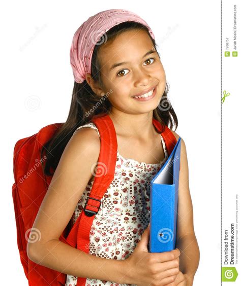 schoolgirl of mix ethnicity holding a blue folder stock image image 7766757