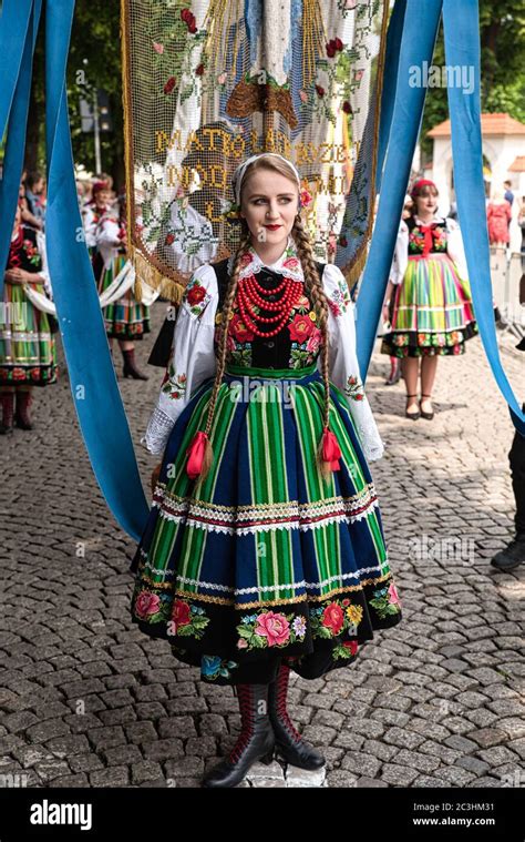 Lowicz Jun 11 2020 Girl Dressed In Polish National Folk Costume From