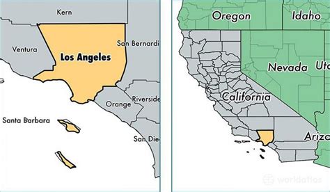 la  california map las angeles california map california usa
