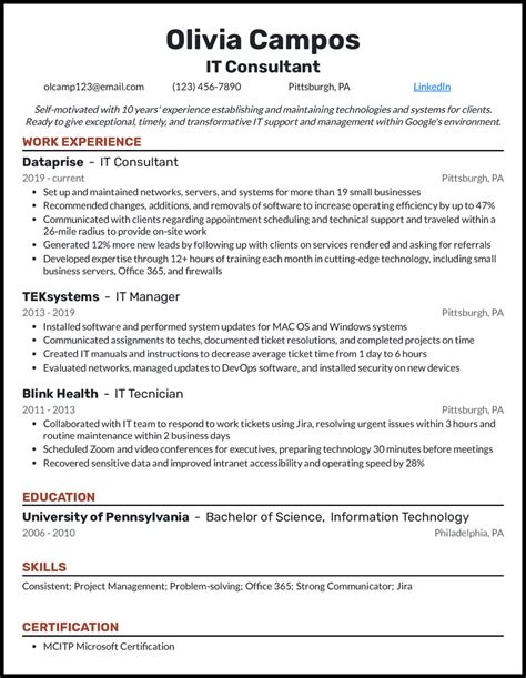 consulting firm resume template