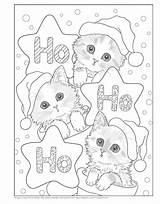 Cute Noel Kittens Helpers Kayomi Harai Chalet Patrons Pergamano Colorir Natal Three Coloringpage sketch template