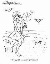 Coloring Pages Girl Beach Summer Playing Printable Seasonal Sports Volleyball Woman Colors Go Back Printables sketch template