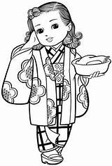 Coloring Pages Books Drawings 塗り絵 Japanese Kimono Geisha Quilts Bird Eyes Asian Artist Line Vintage Girls Big Online Book sketch template