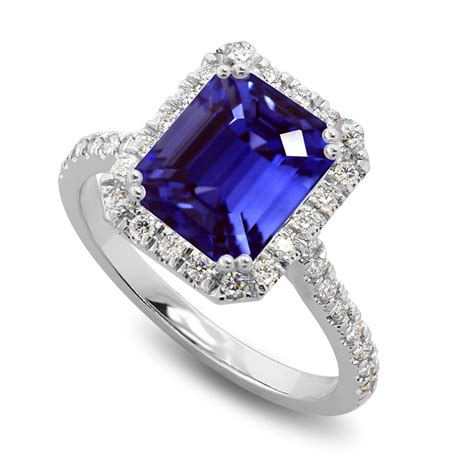 sapphire diamond engagement ring graduated sapphire  diamond