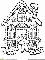 Gingerbread Coloring House Christmas Pages Printable Color Man Worksheets Worksheet Kids Drawing Sheets Crafts Colouring Holiday Candy Education Number Fun sketch template