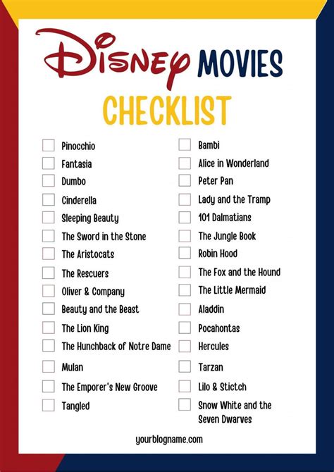 disney movies        disney disney  checklist
