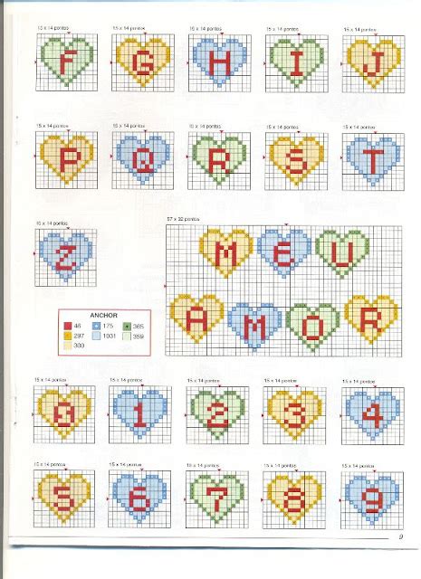 graficos de ponto cruz alfabeto  coracao ponto cruz  bordar