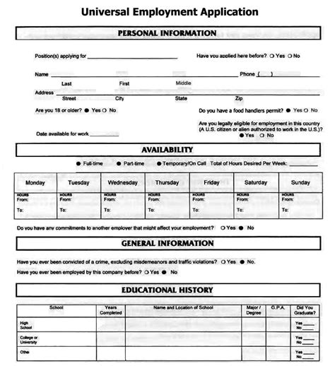 generic job application  references employment application