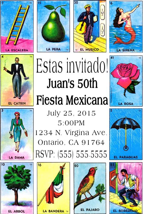 mexican card game loteria invitation  place orders  follow
