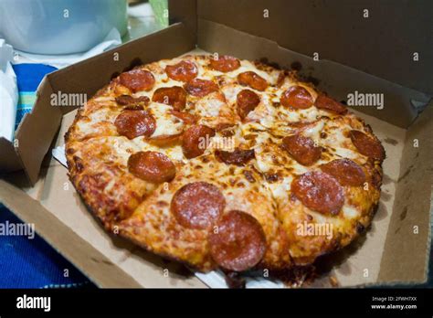 pepperoni pizza  box usa stock photo alamy