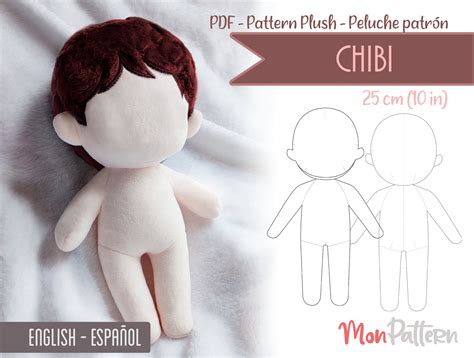 chibi human doll plush  cm  sewing pattern digital etsy canada