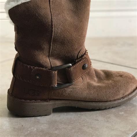 ugg australia brown uggs  strap  buckle bootsbooties size   regular   tradesy