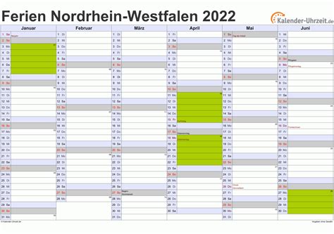 ferien nordrhein westfalen  ferienkalender zum ausdrucken