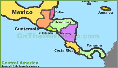 map  north  central american countries world maps