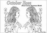 Coloring October Pages Stress Rose Cancer Anti Breast Awareness Zen Adult Adults Yoga Exclusive Created Month Version Justcolor sketch template