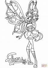 Flora Believix Coloring Pages Winx Club Elfkena Drawing Lineart sketch template