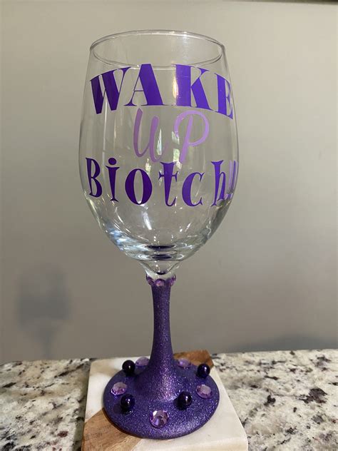 Custom Wine Glass Largeexpressive Wine Glass Purple Wine Etsy