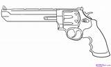 Draw Drawing Gun Revolver Drawings Cartoon Weapon Magnum Colt Pistol Guns Step Cool Coloring Tattoo Sketches Pages Weapons Handgun Easy sketch template