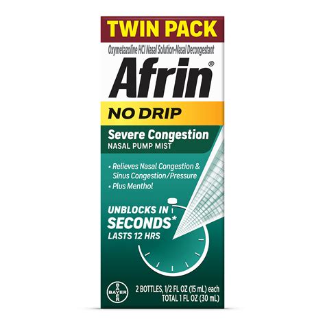 Buy Afrin No Drip Severe Congestion Maximum Strength Nasal Spray 12