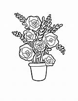 Vase Flower Roses Coloring Drawing Bouquet Red Flowers Rose Color Getdrawings sketch template