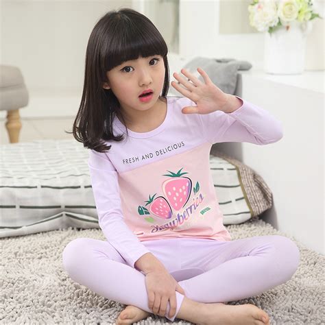 2017 New Spring Autumn Big Girls Pajamas Sets Cotton Teen Girls Pyjama