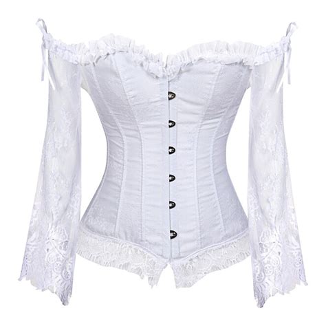 lace insert flare sleeve corset white 4573069813 size l corsets